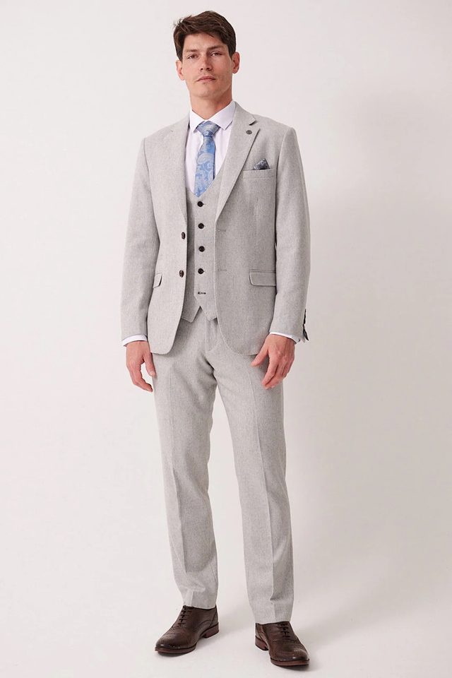 Archie wedding suit in silver by Marc Darcy, to buy at Isobels