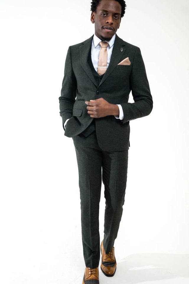 Attenborough wedding suit in olive by Charles Grey, to buy at Isobels