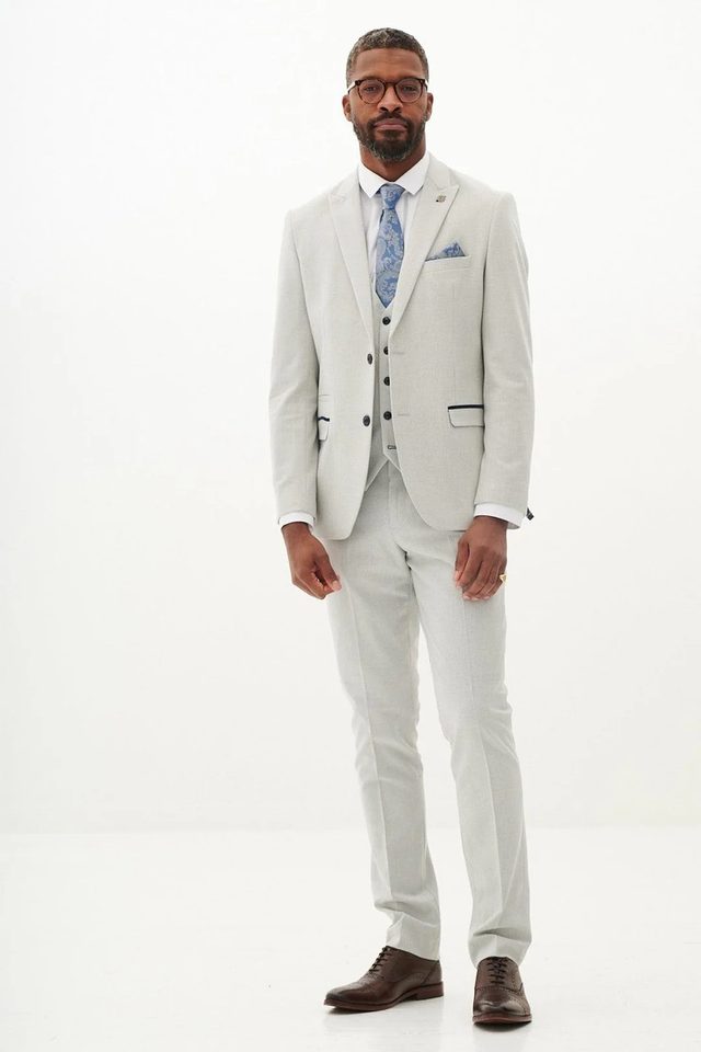 Bromley wedding suit in stone by Marc Darcy, to buy at Isobels