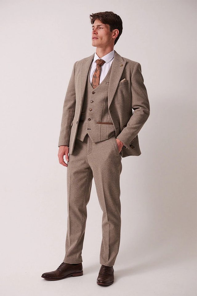 Hayden wedding suit in tan by Marc Darcy, to buy at Isobels