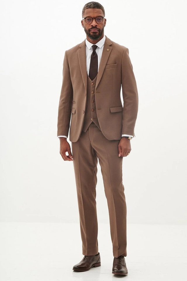 HM5 wedding suit in tan by Marc Darcy, to buy at Isobels