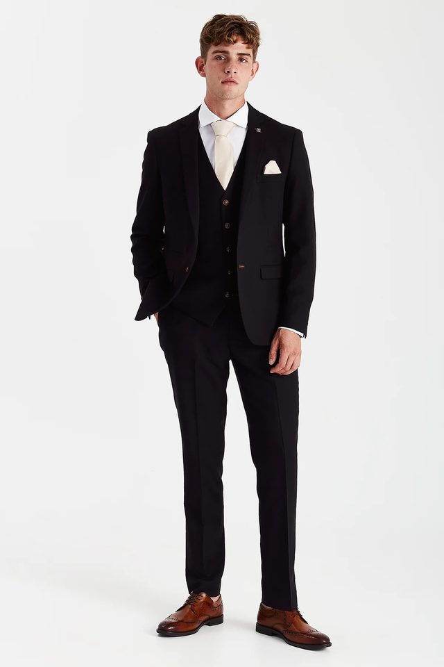 Mayfair wedding suit in black by Paul Andrew, to buy at Isobels