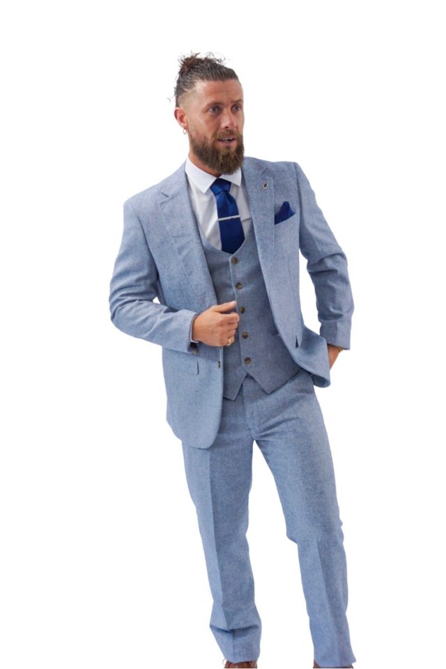 Murphy wedding suit in blue by Charles Grey, to buy at Isobels